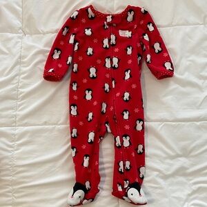 Carters Fleece Red Penguin Kids One Piece